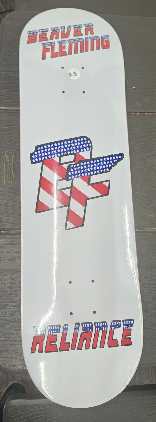 Reliance Beaver fleming red white and blue pro model skateboard